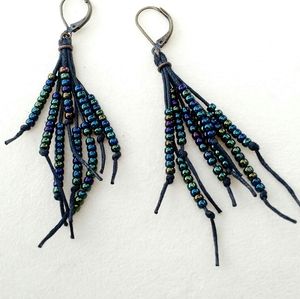 Dangle boho earrings Miyuki seed beads handmade
